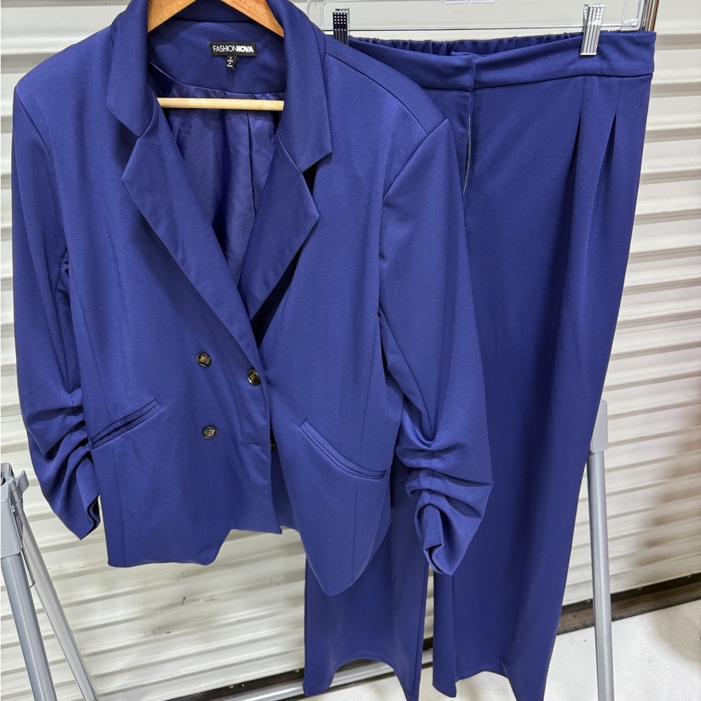 Fashion Nova Blue Blazer and Pants Set